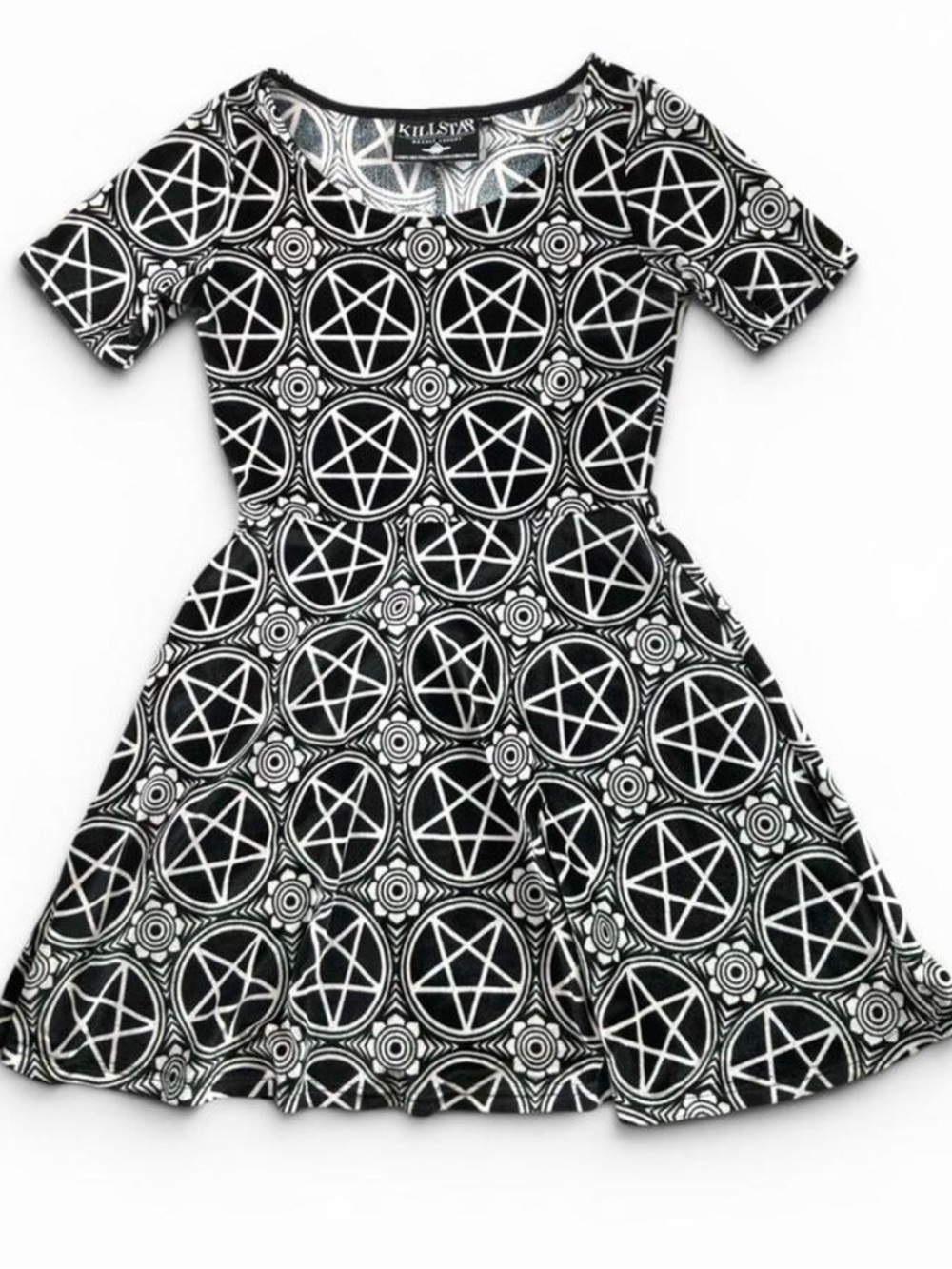 Killstar Black Pentagram Fit & Flare Dress Sz S